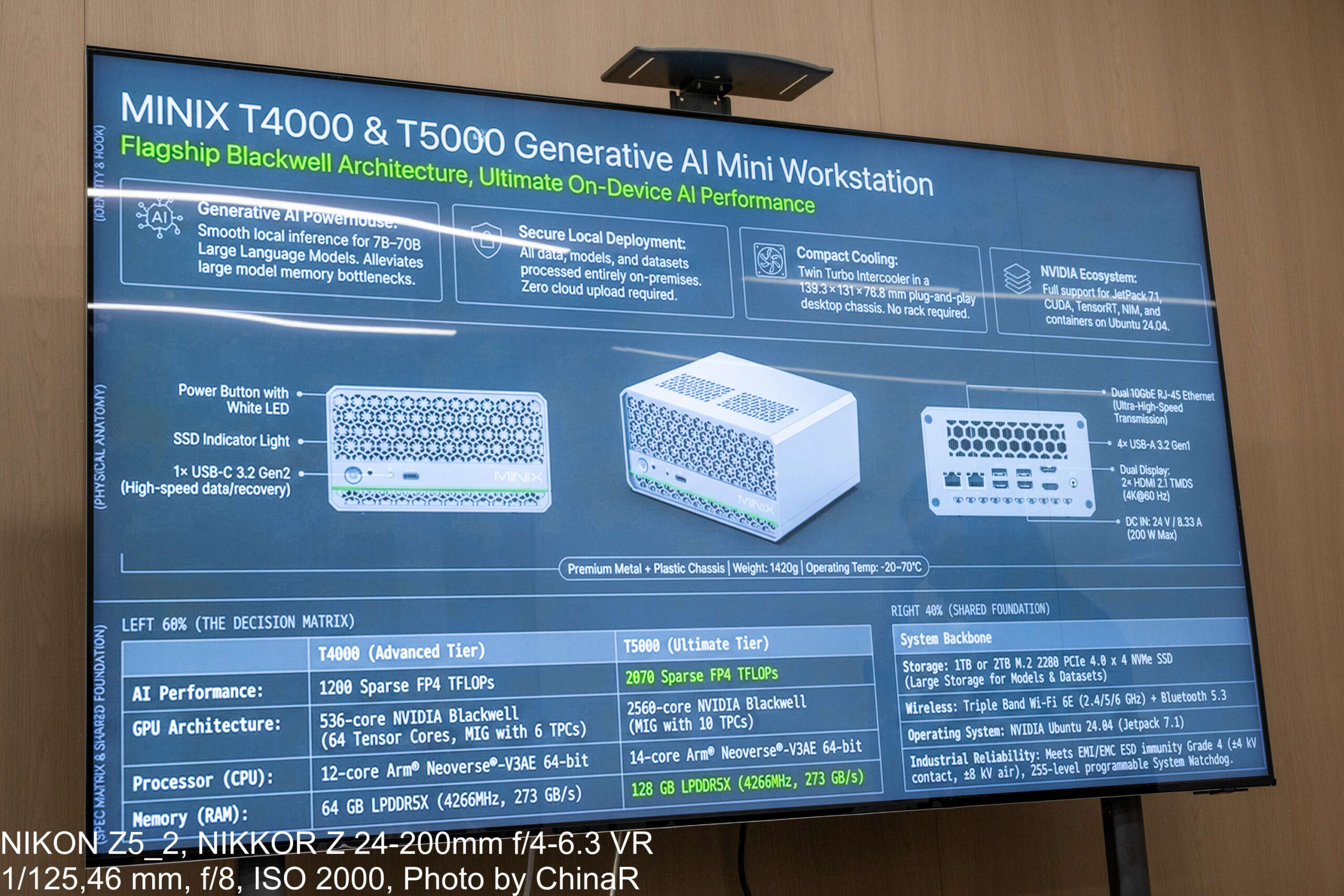 NVIDIA Jetson AGX Thorを搭載するMINIX T4000/T5000の仕様スライド