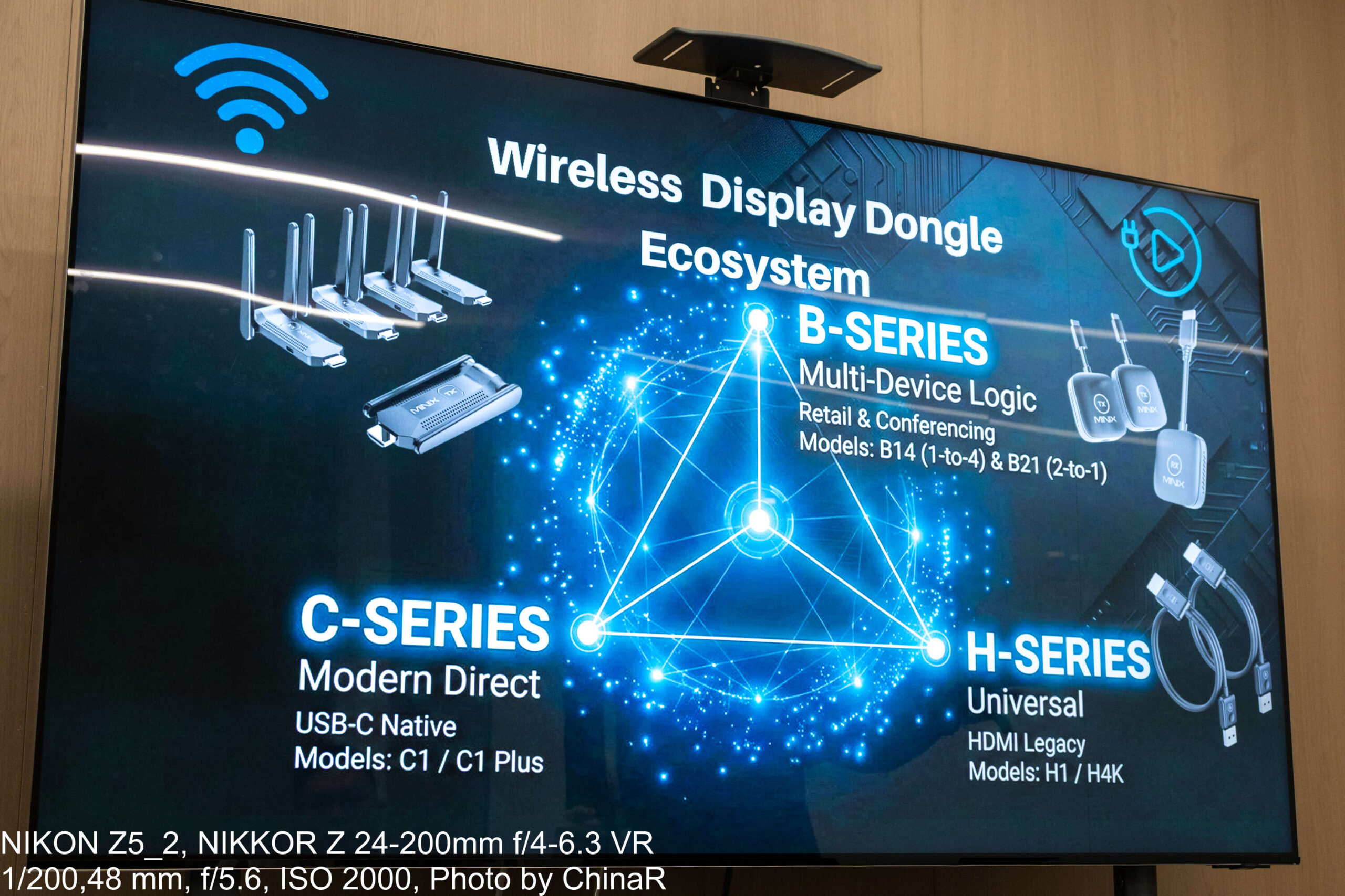 MINIXのワイヤレスディスプレイ製品群。C・B・Hの3系統