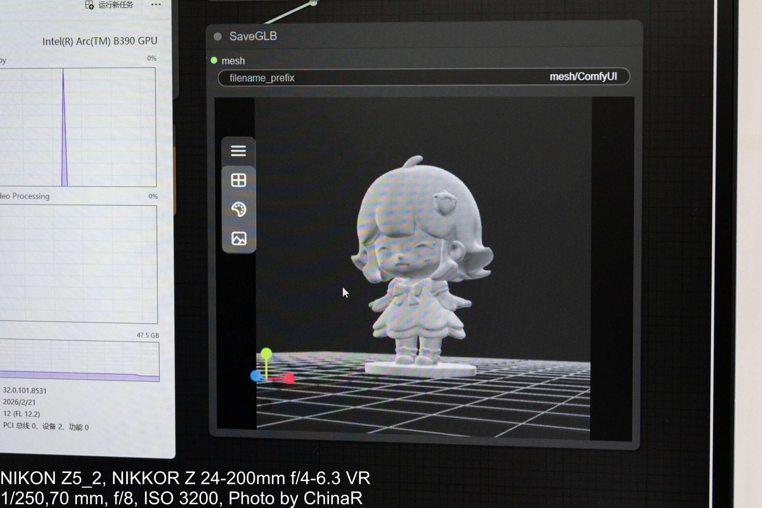 Hunyuan3D v2で生成したキャラクターの3Dメッシュ